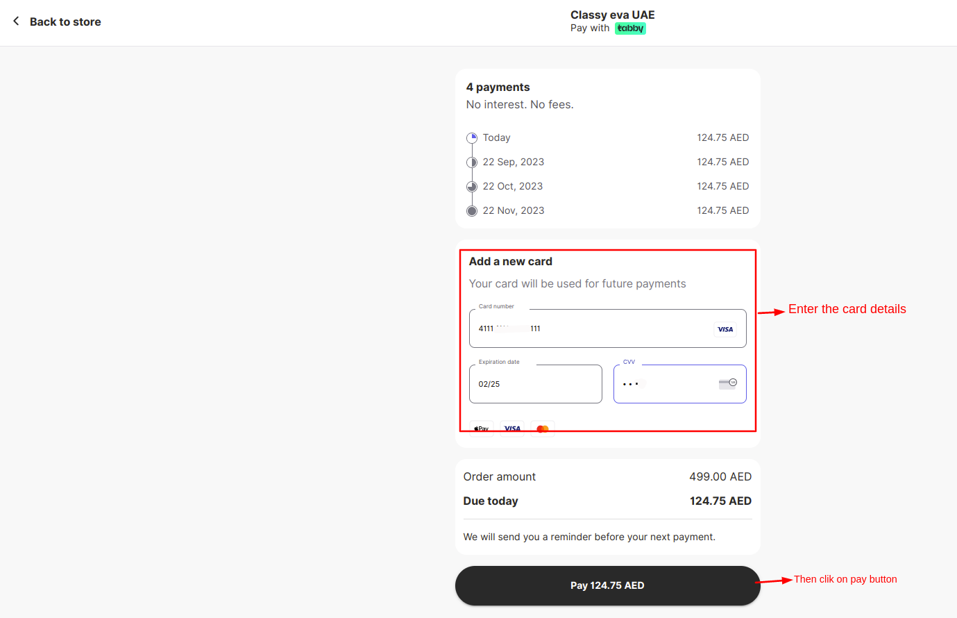 Card details Page