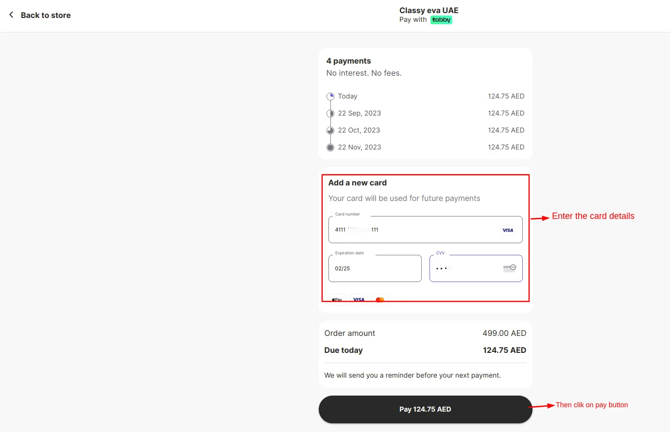 Card details Page