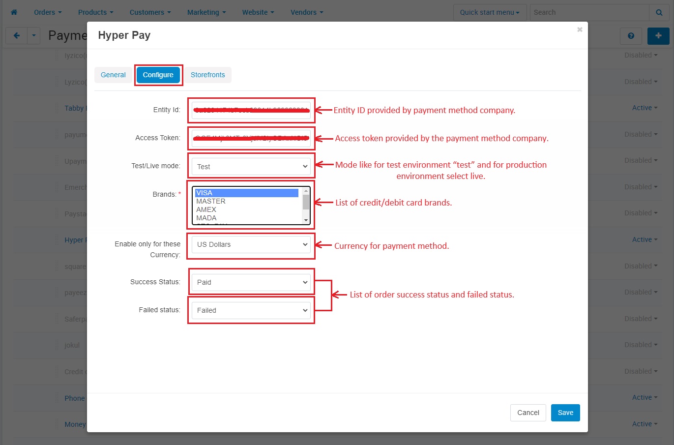 Hyper pay addon main settings page