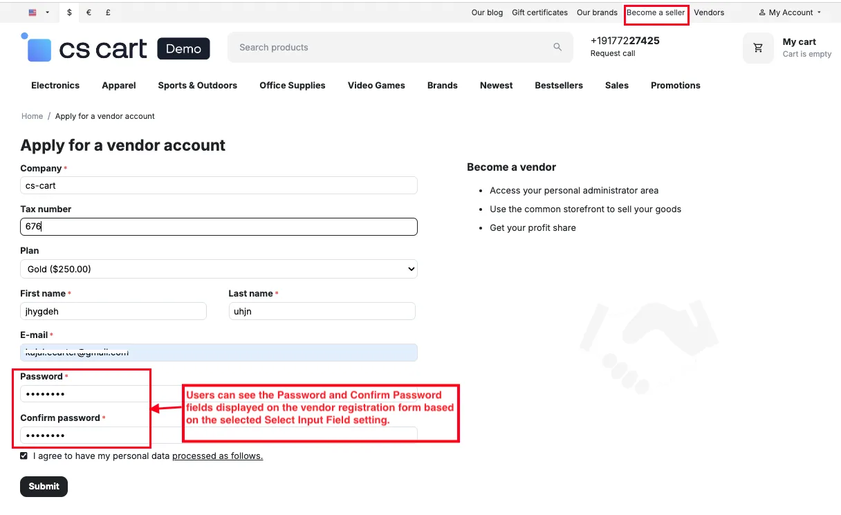 Vendor Password Field — illustration 3