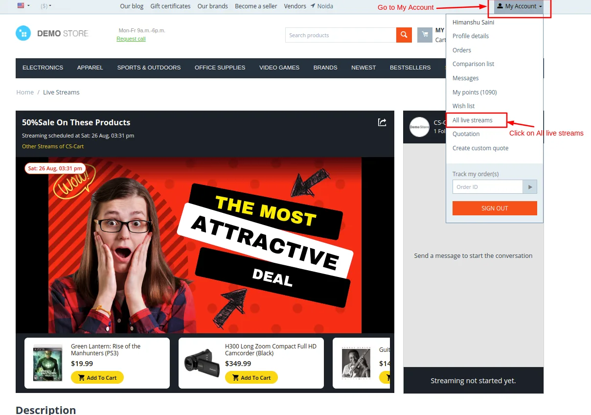 CS-Cart Live Commerce Add-on: Livestream Shop — illustration 35