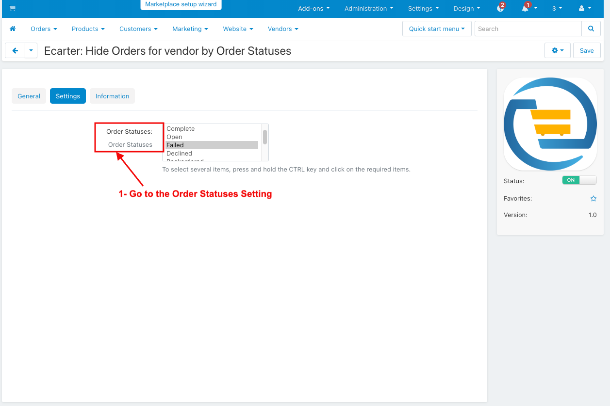 order status setting