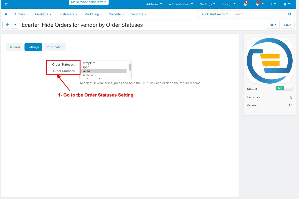 order status setting