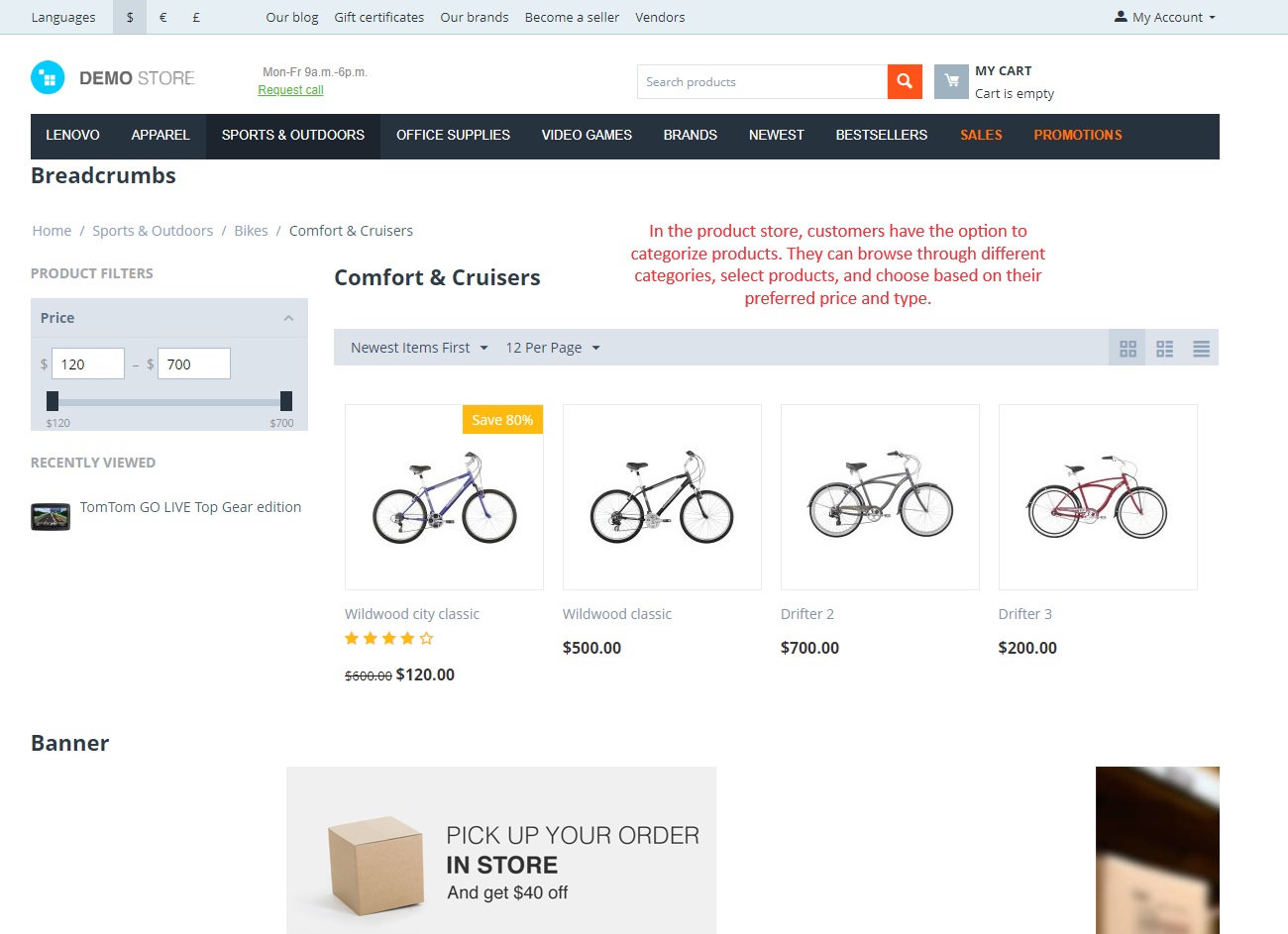 Categories list