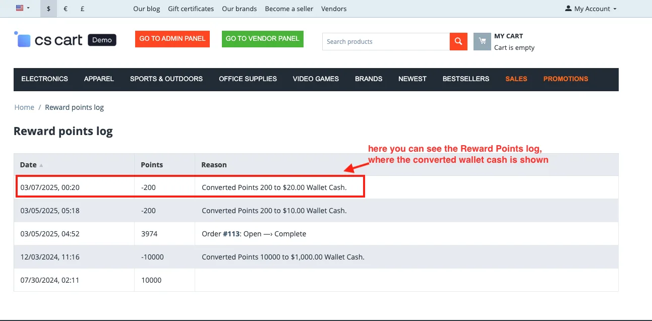 Convert Reward points to Wallet Cash — illustration 11