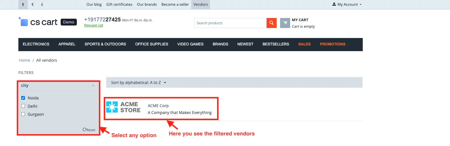 CS-Cart Vendor Filter Add-on: Shop by Seller — illustration 18