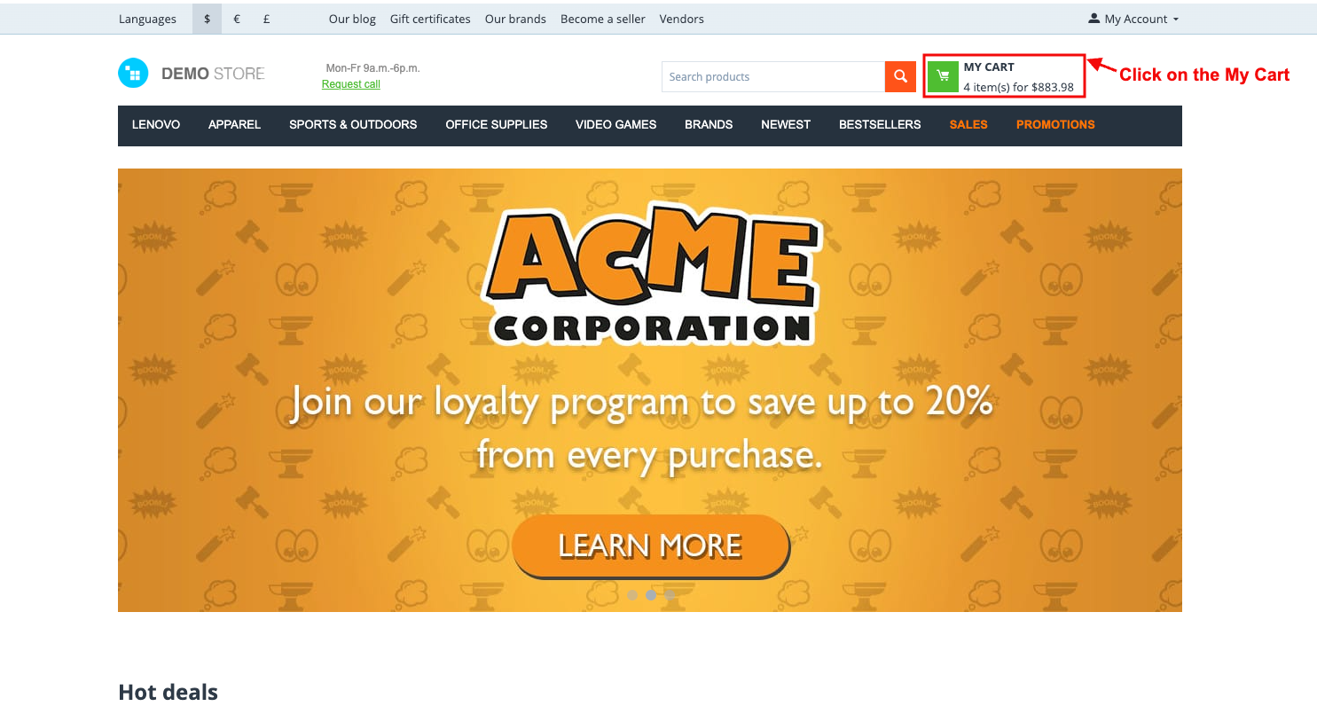 Click on the My Cart
