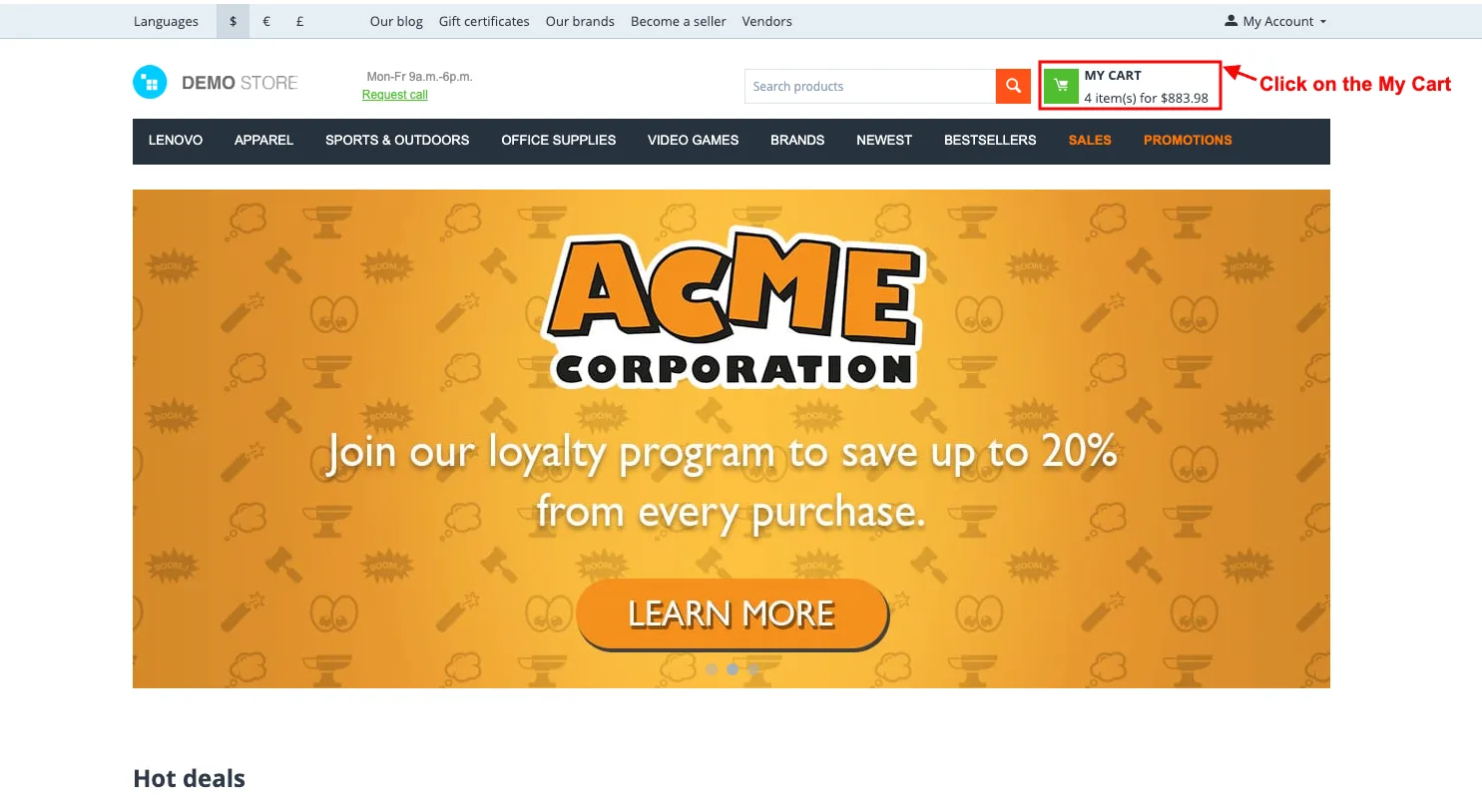 Click on the My Cart