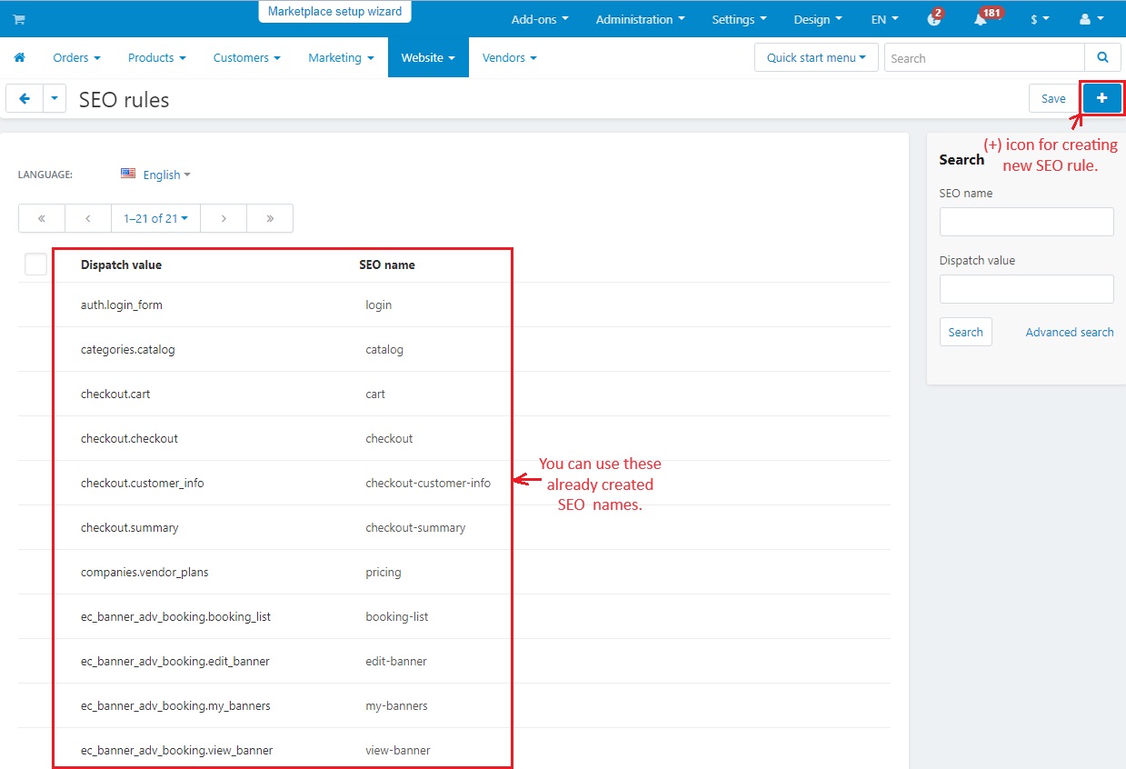 Some already created SEO names