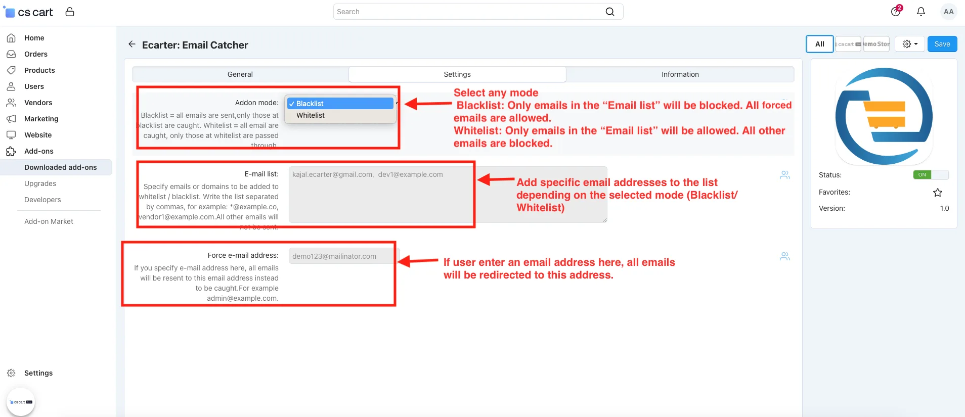 CS-Cart Email Catcher Add-on: Log & Debug Mail — illustration 2