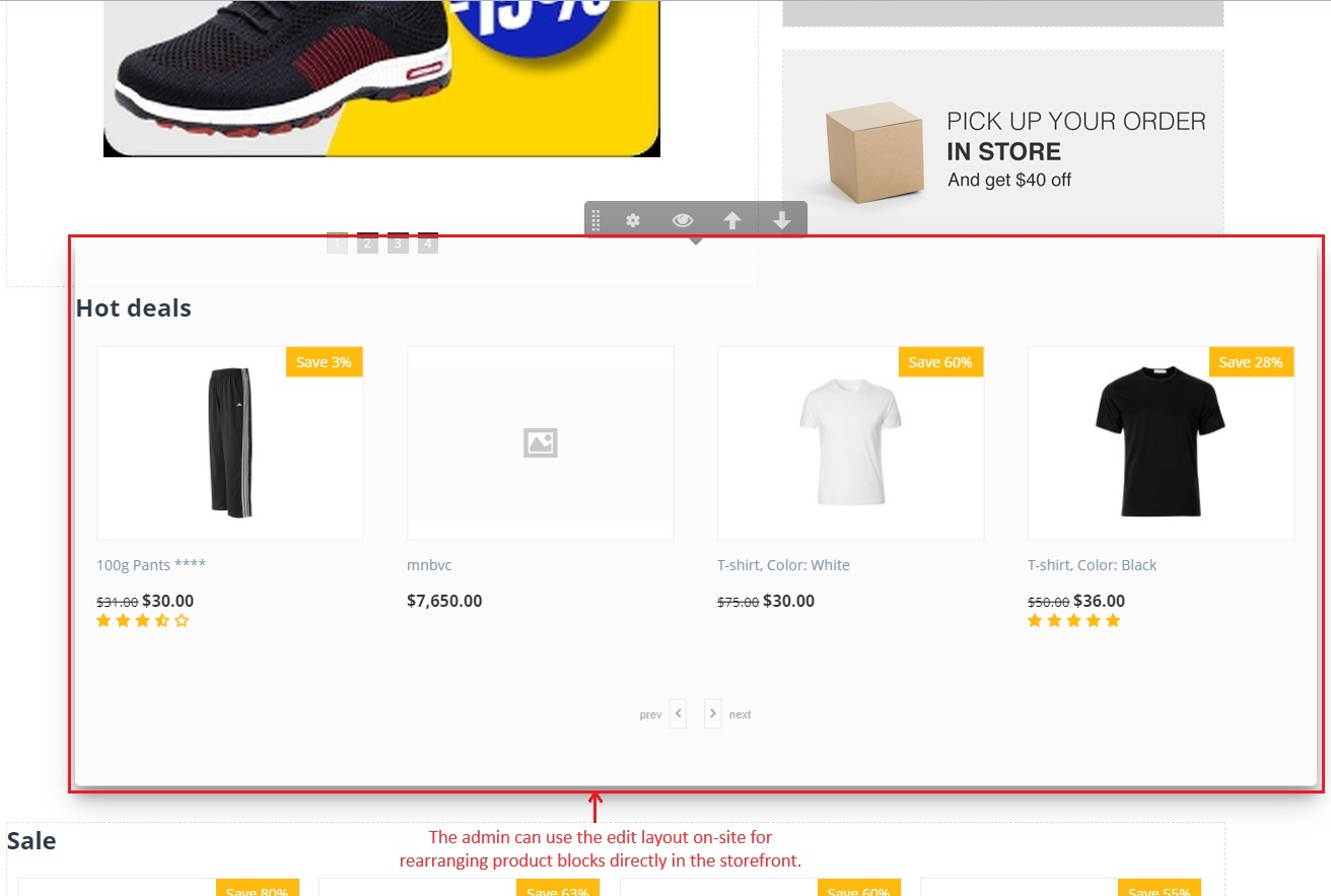 The admin can use the edit layout on-site
