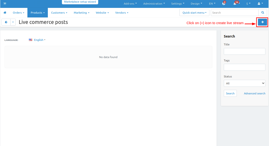 live commerce page