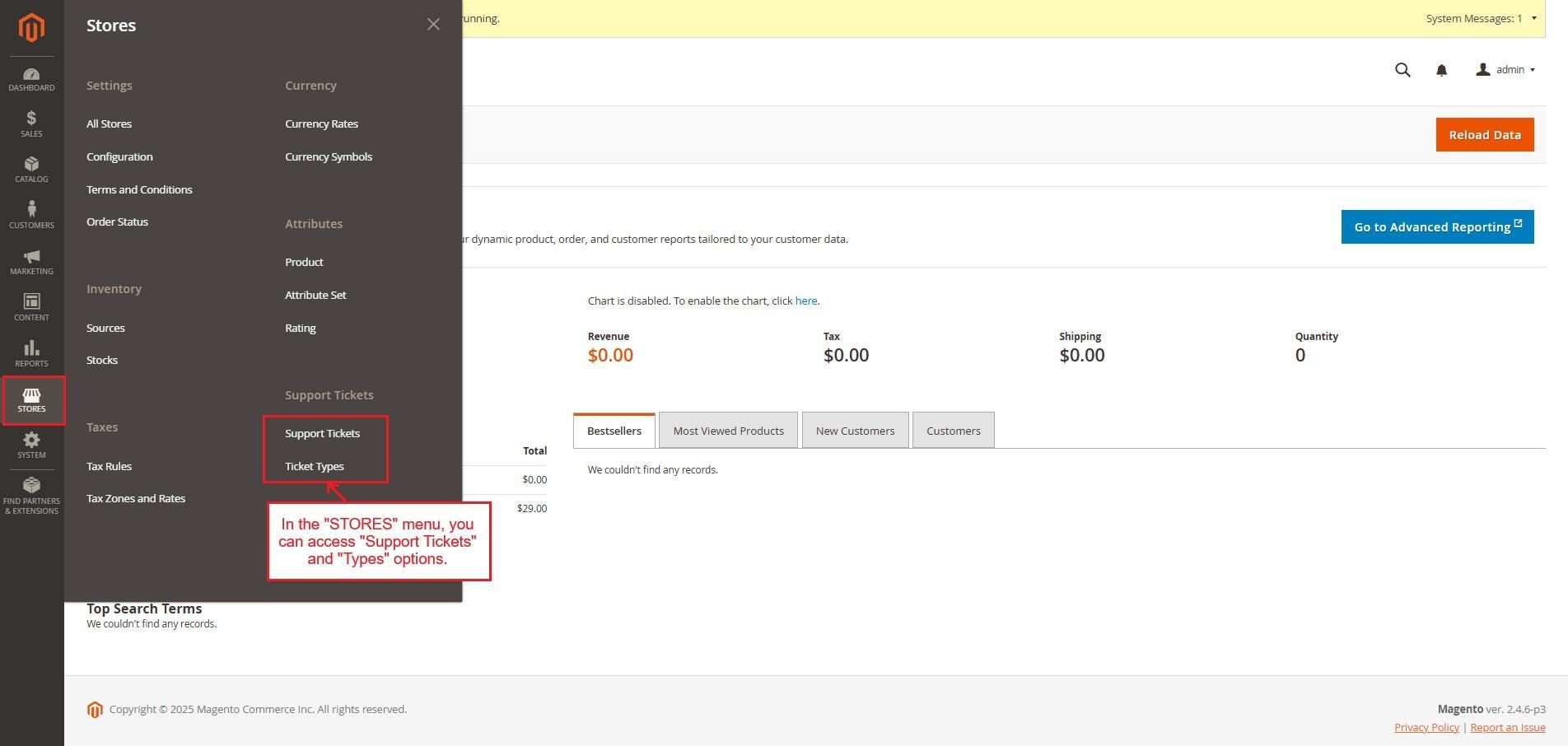 support ticket and ticket type option