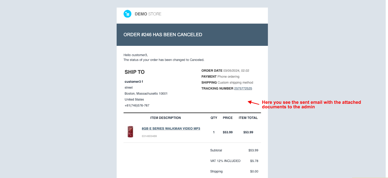 email with the attachment