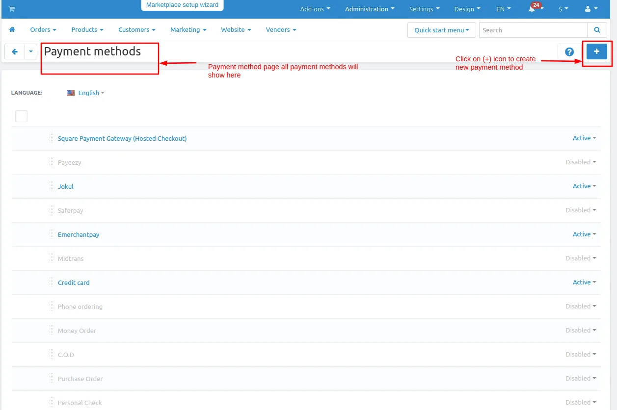 Payment method page, See all payment methods here