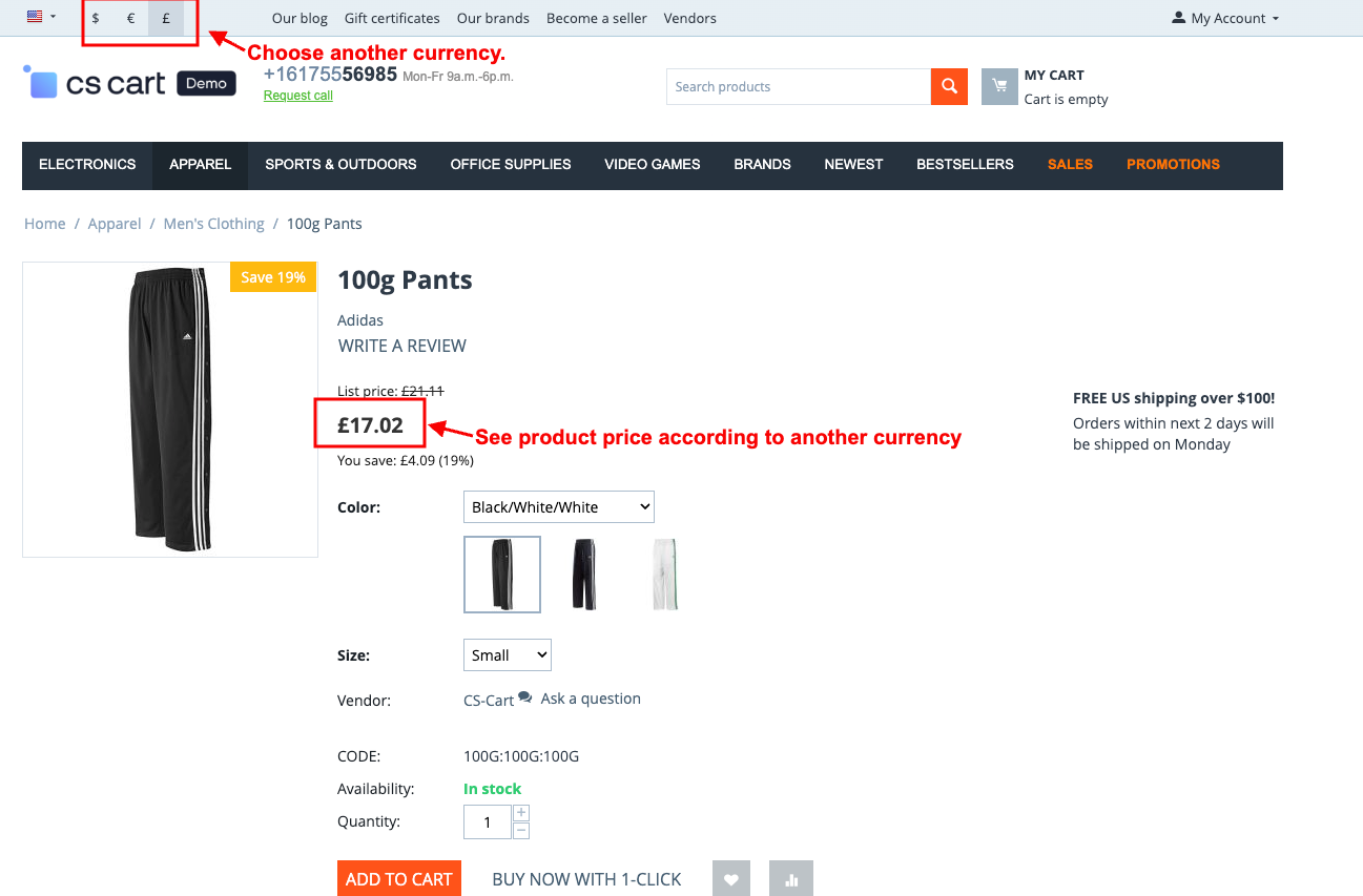 Product Price according to another currency