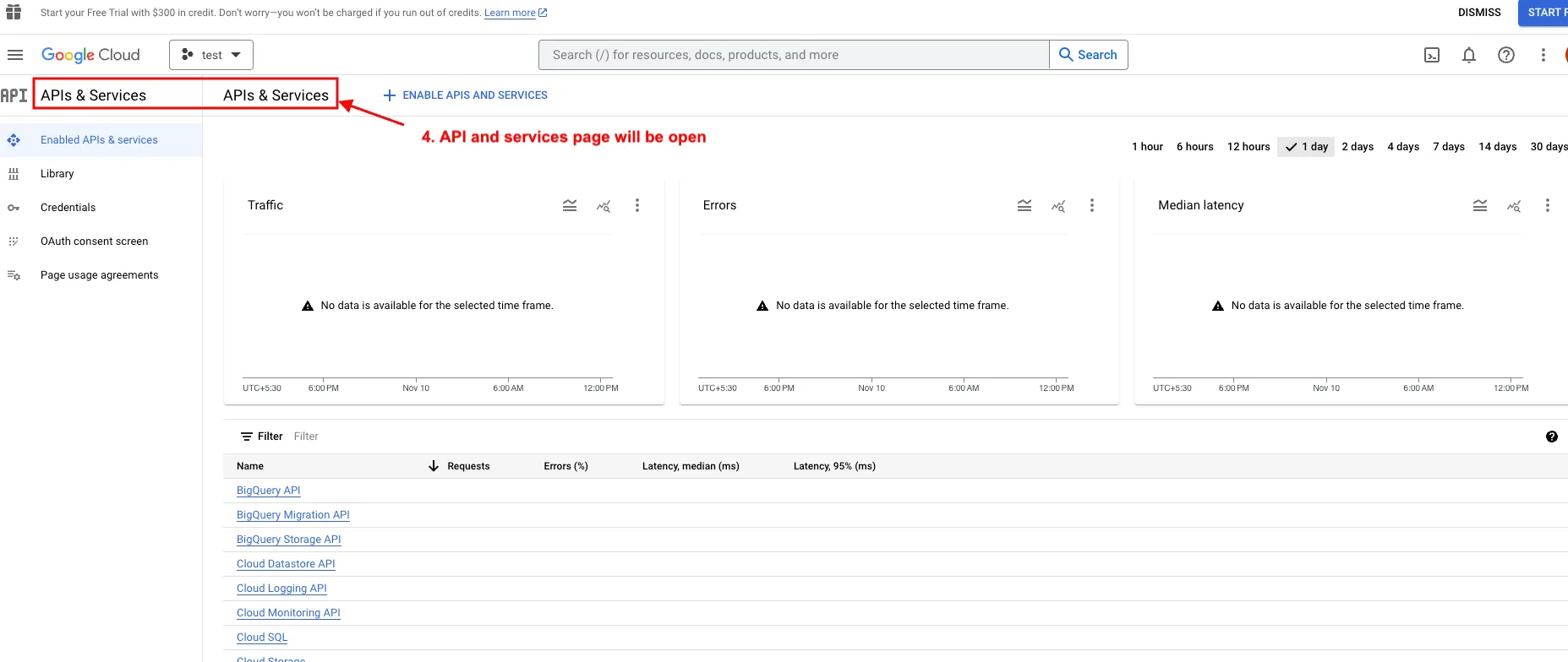 API and service page