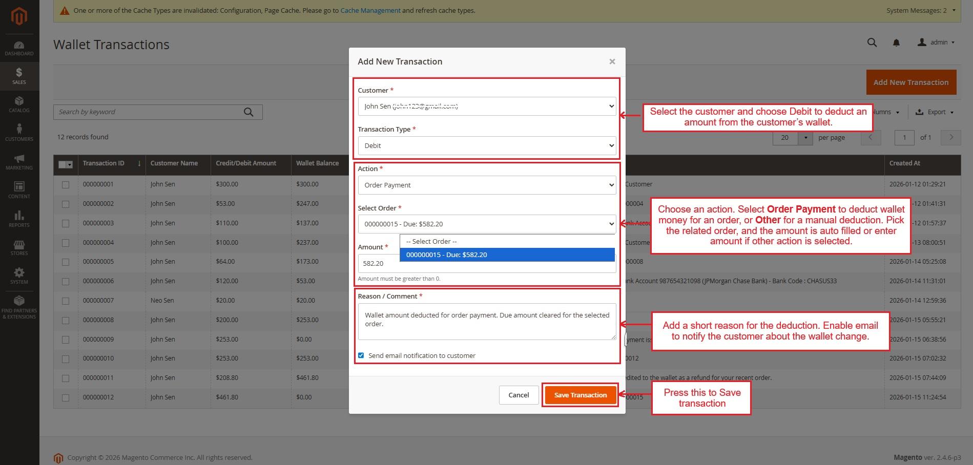 Debit Transaction Type Is Selected