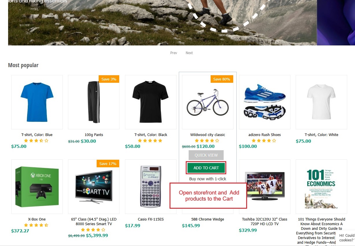 Storefront with product options