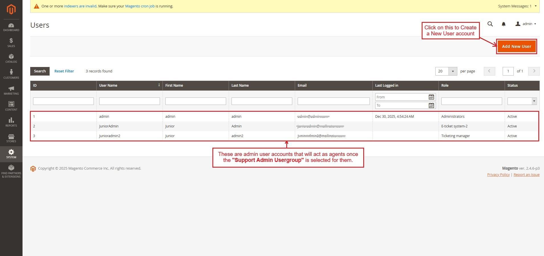 Support admin usergroup