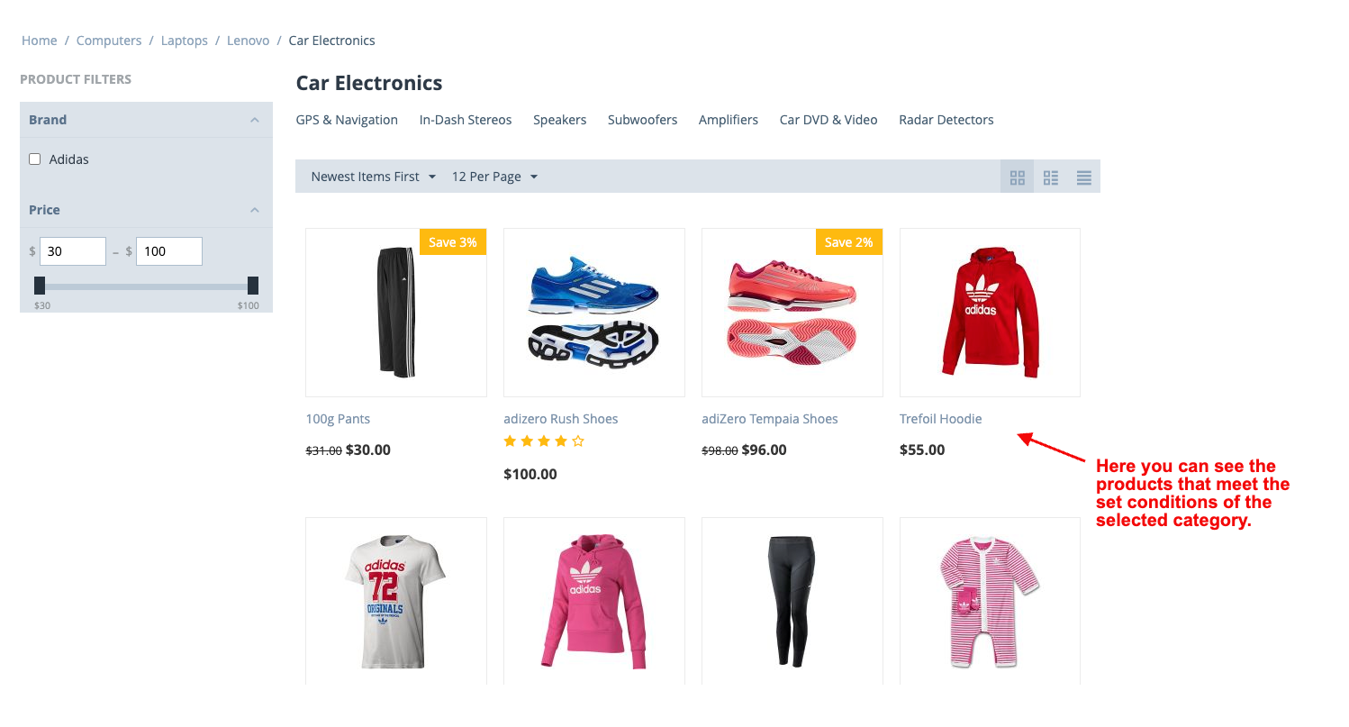 selected category page will be open