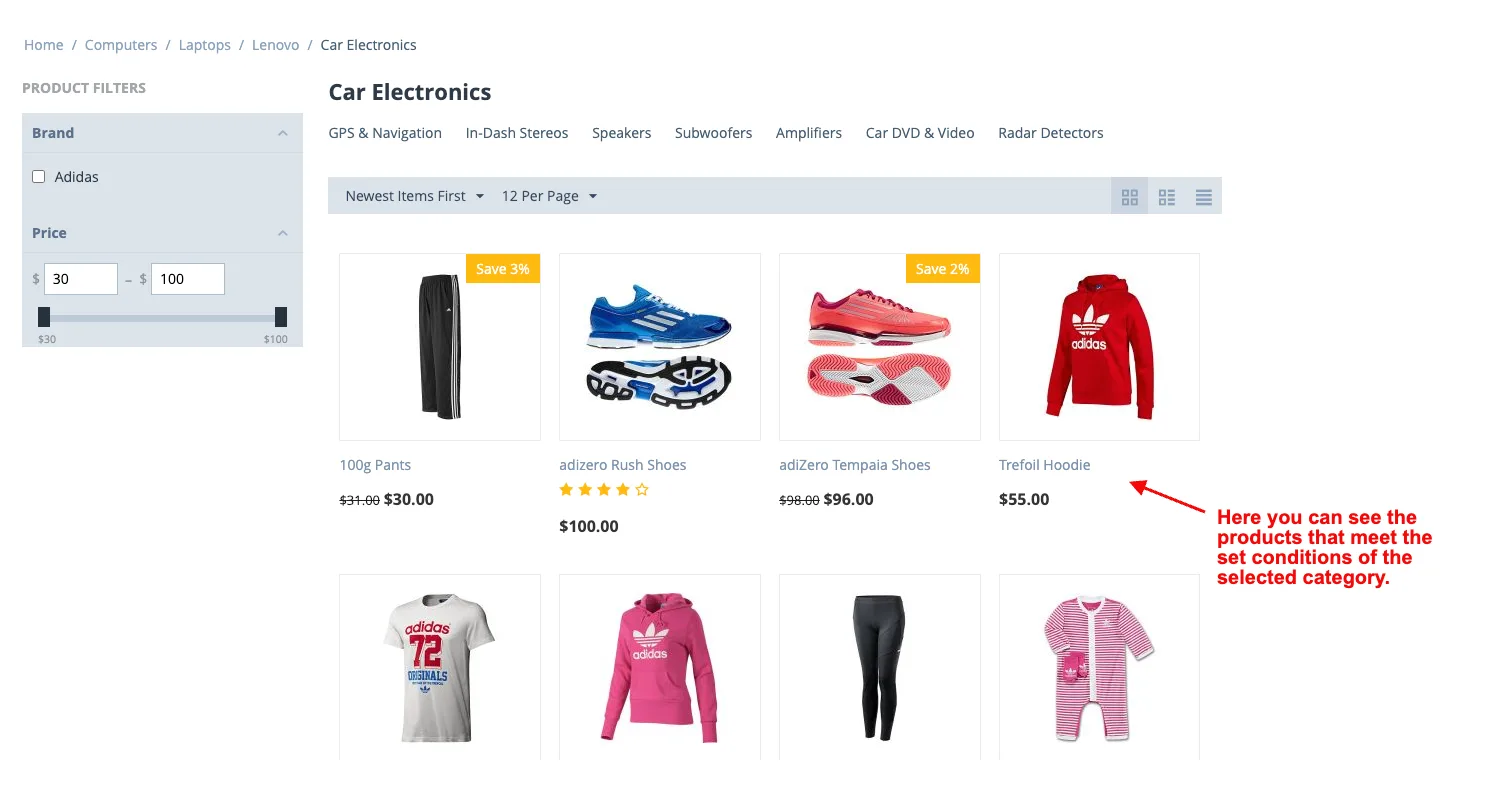 selected category page will be open