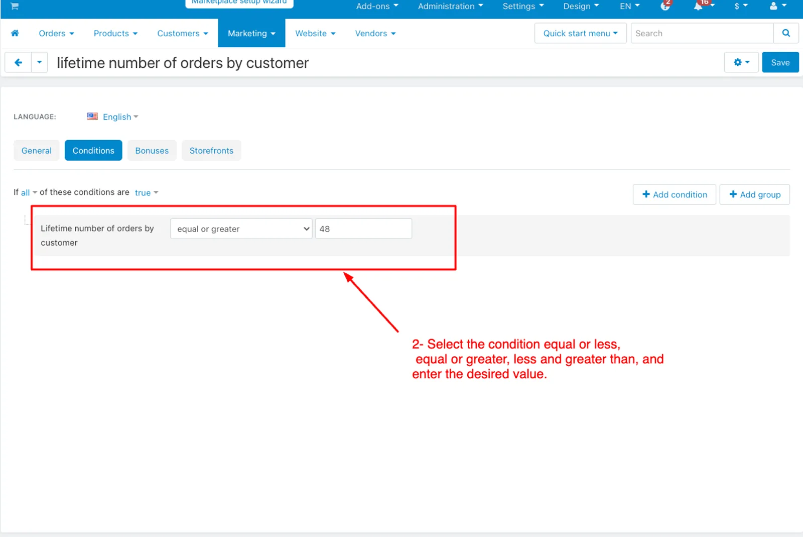 set condition page