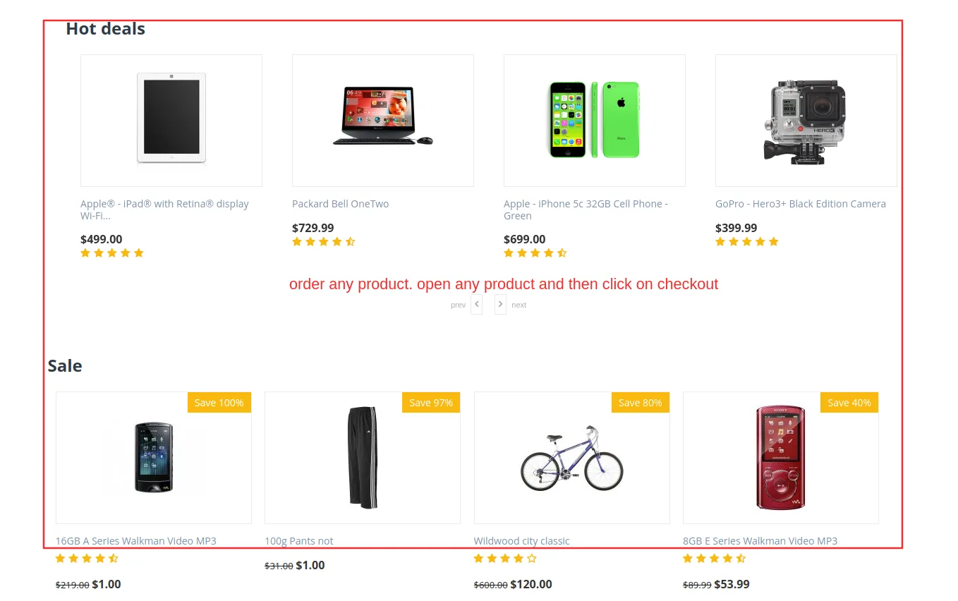 Product list page