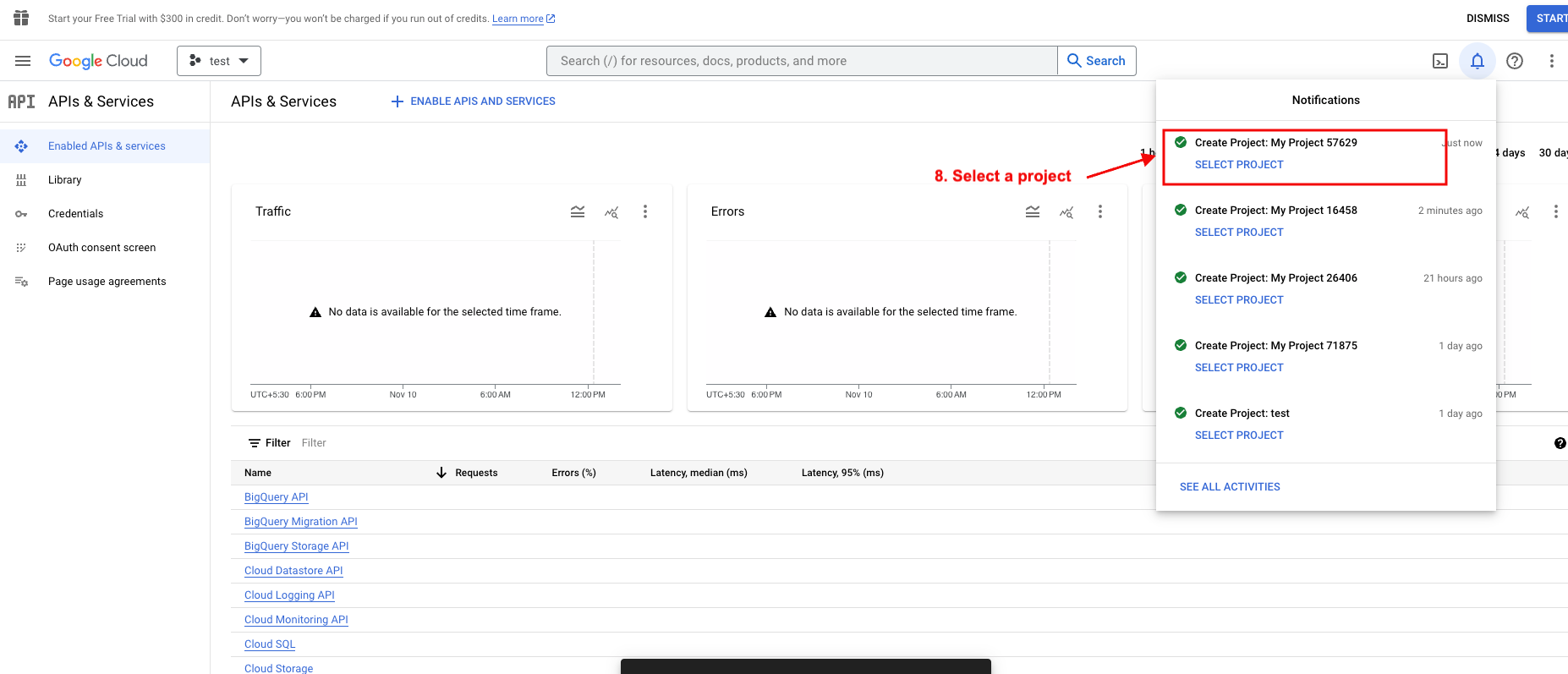 Select a project