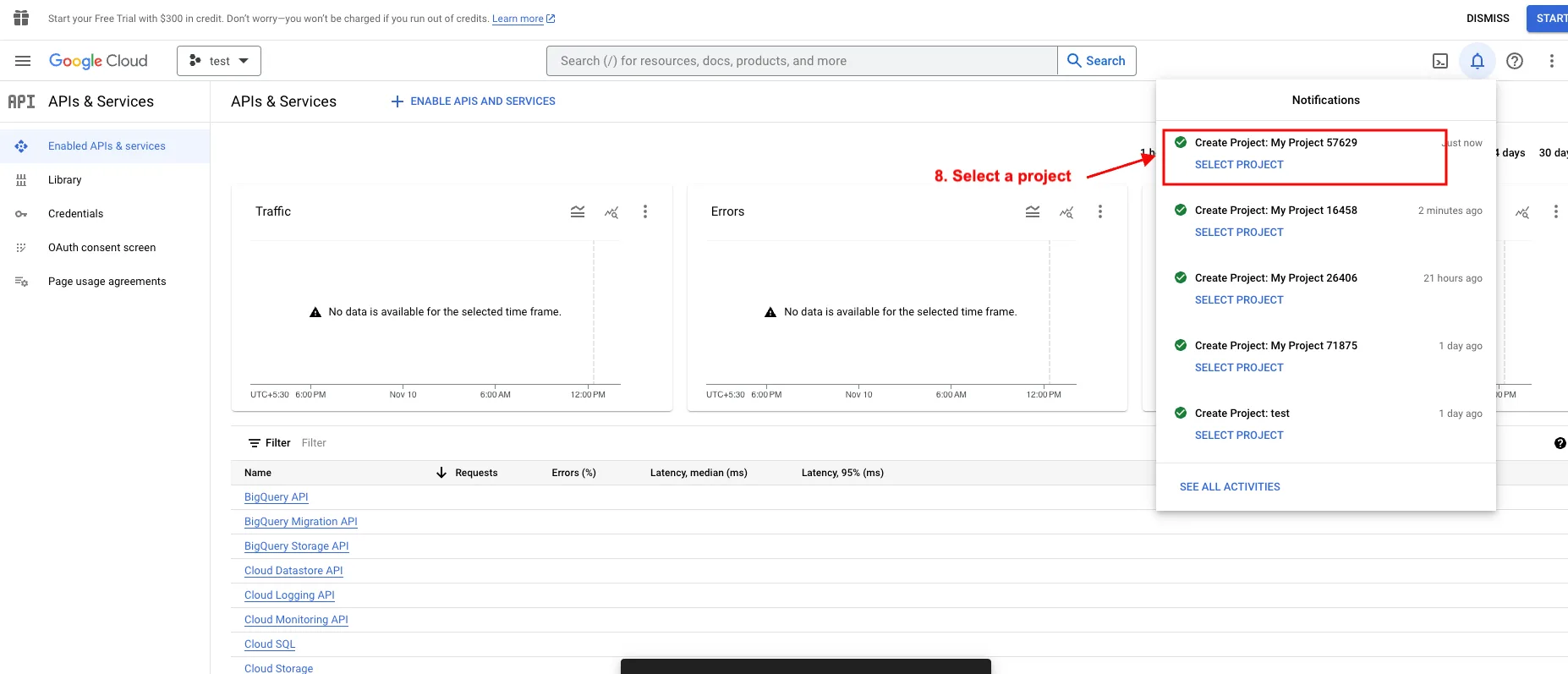 Select a project