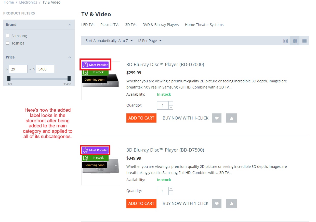 Main Product category of individual product
