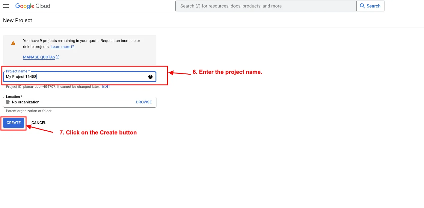 create new project