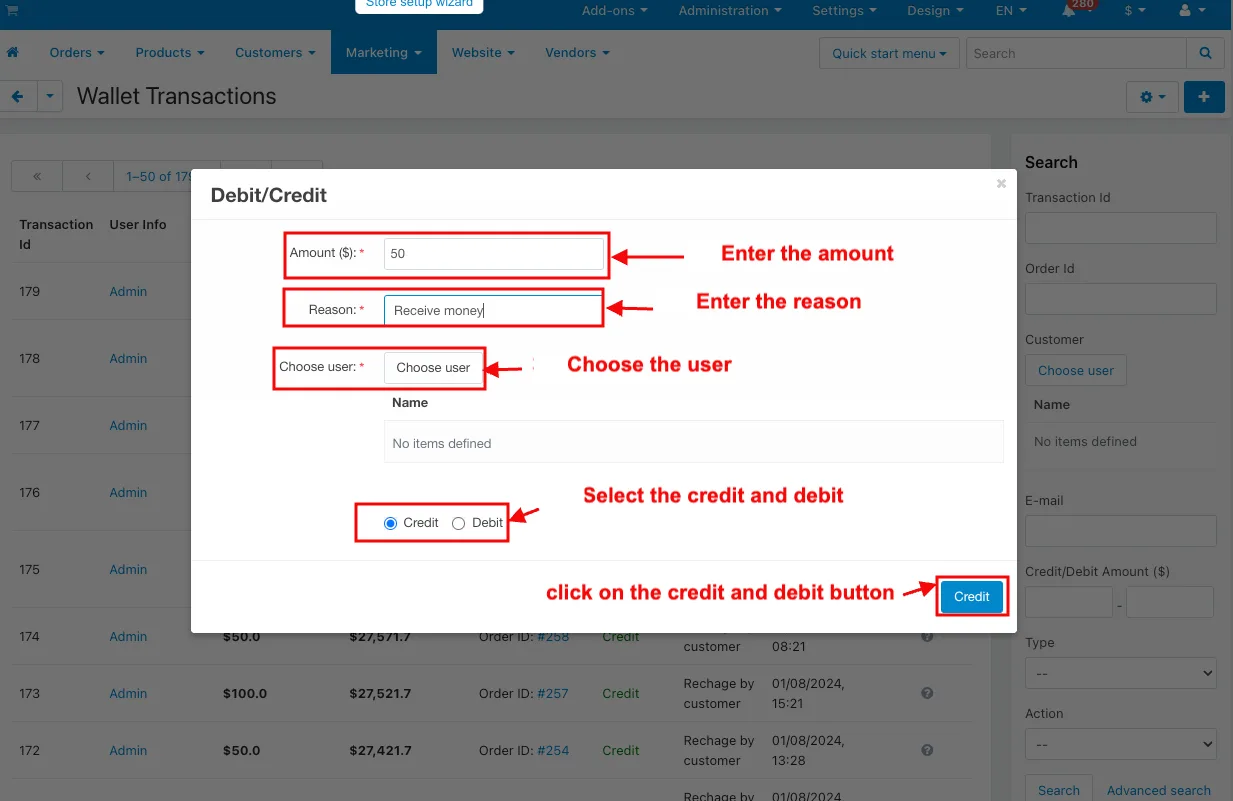 CS-Cart Wallet Add-on: Store Credit & Refunds — illustration 37