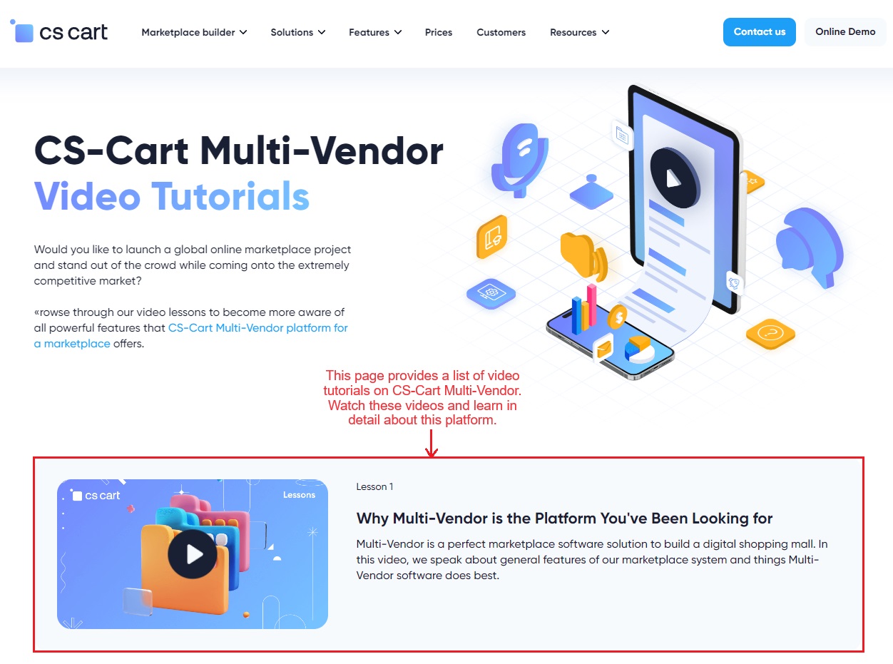 Page provide list of video tutorial