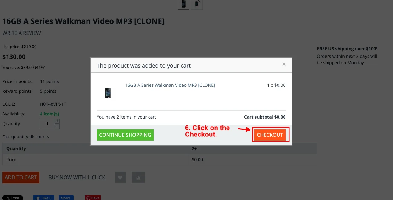 click on the add to cart