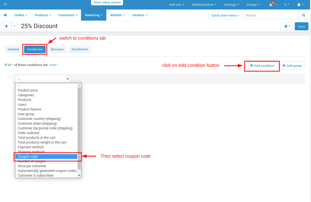 add condition page