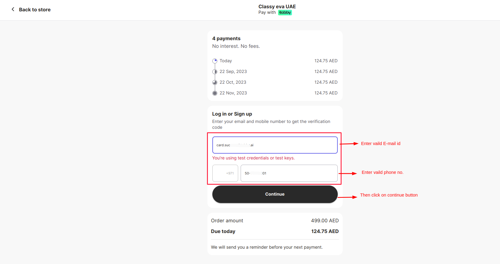 Email ID and Phone number page