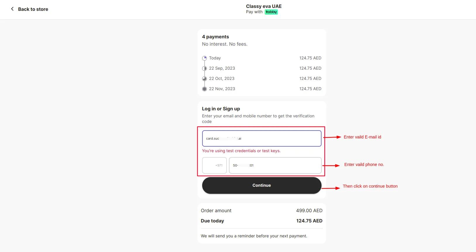 Email ID and Phone number page