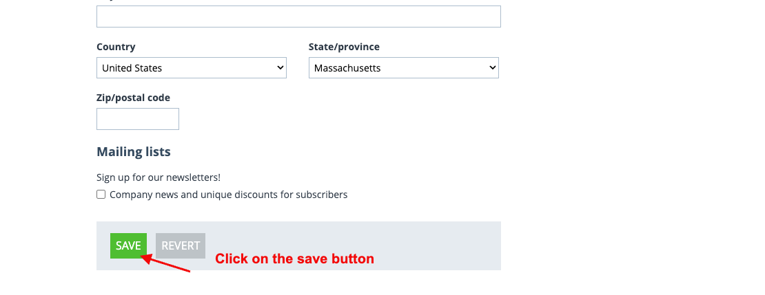 Save button