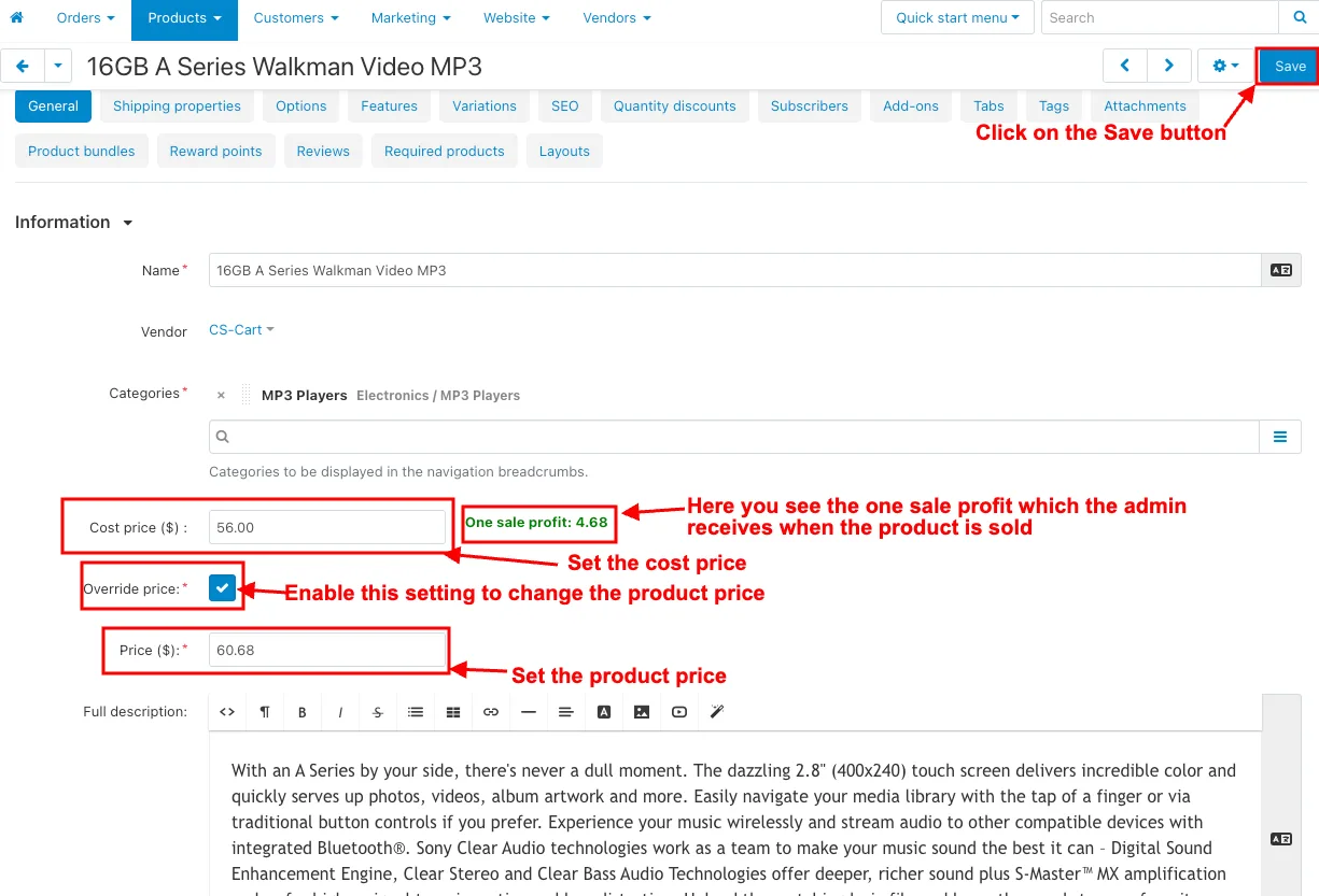 More setting related to addon on product page