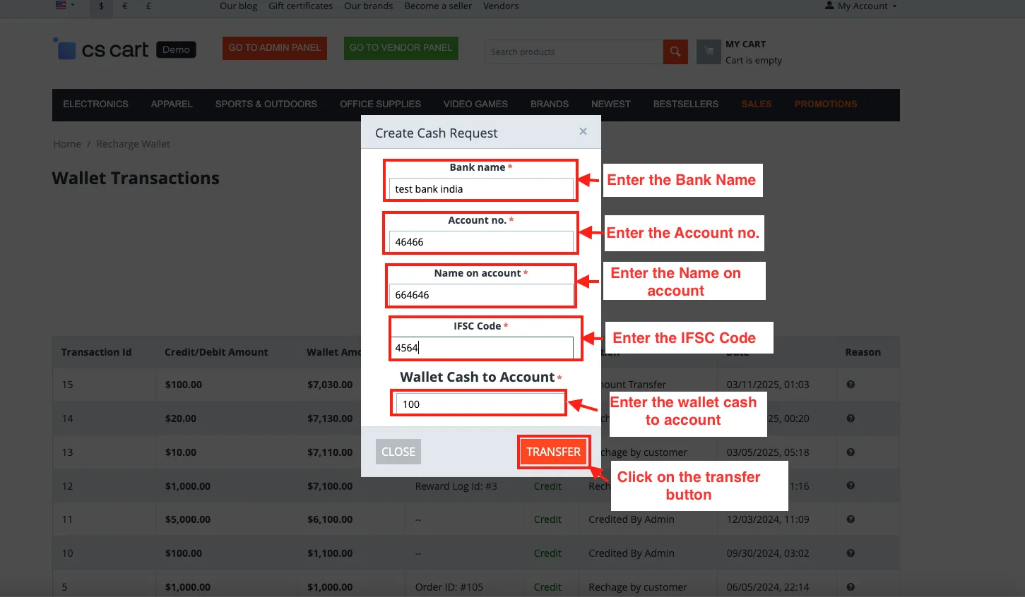 Transfer Wallet Cash to Account — illustration 10