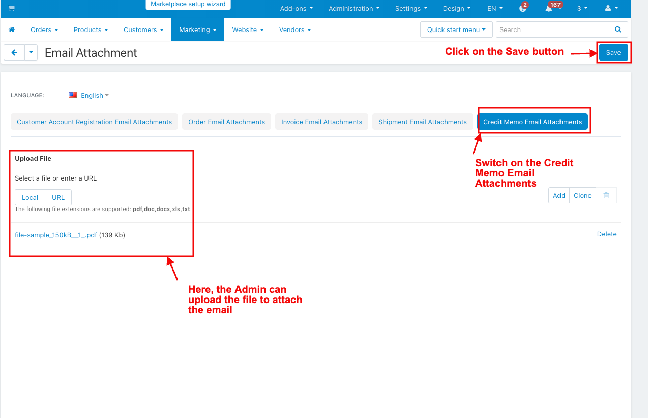 upload the file to attach the email