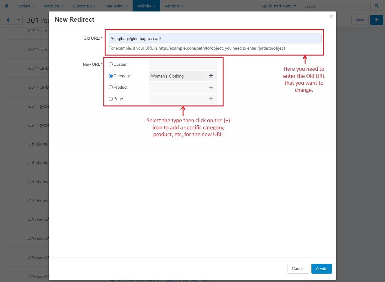 New Redirect page