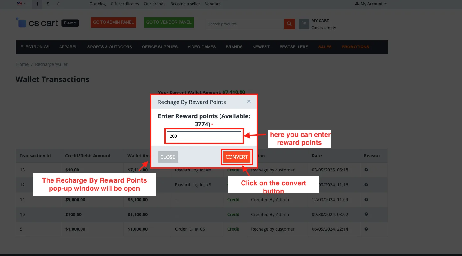 Convert Reward points to Wallet Cash — illustration 7