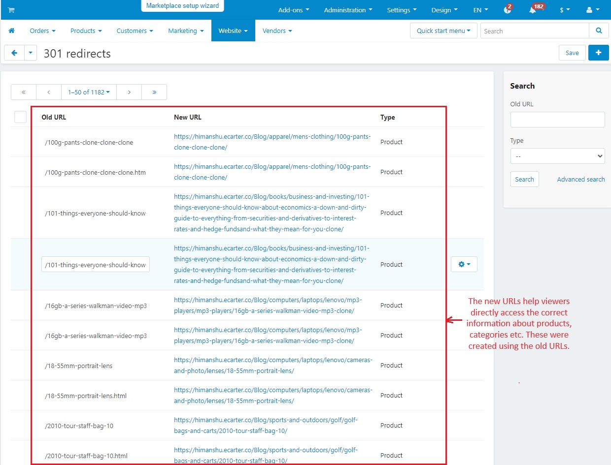 URLs help viewers to directly access the information of product