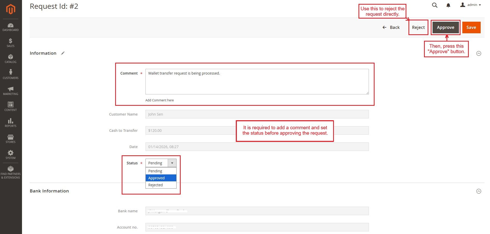 Reject the request directly option