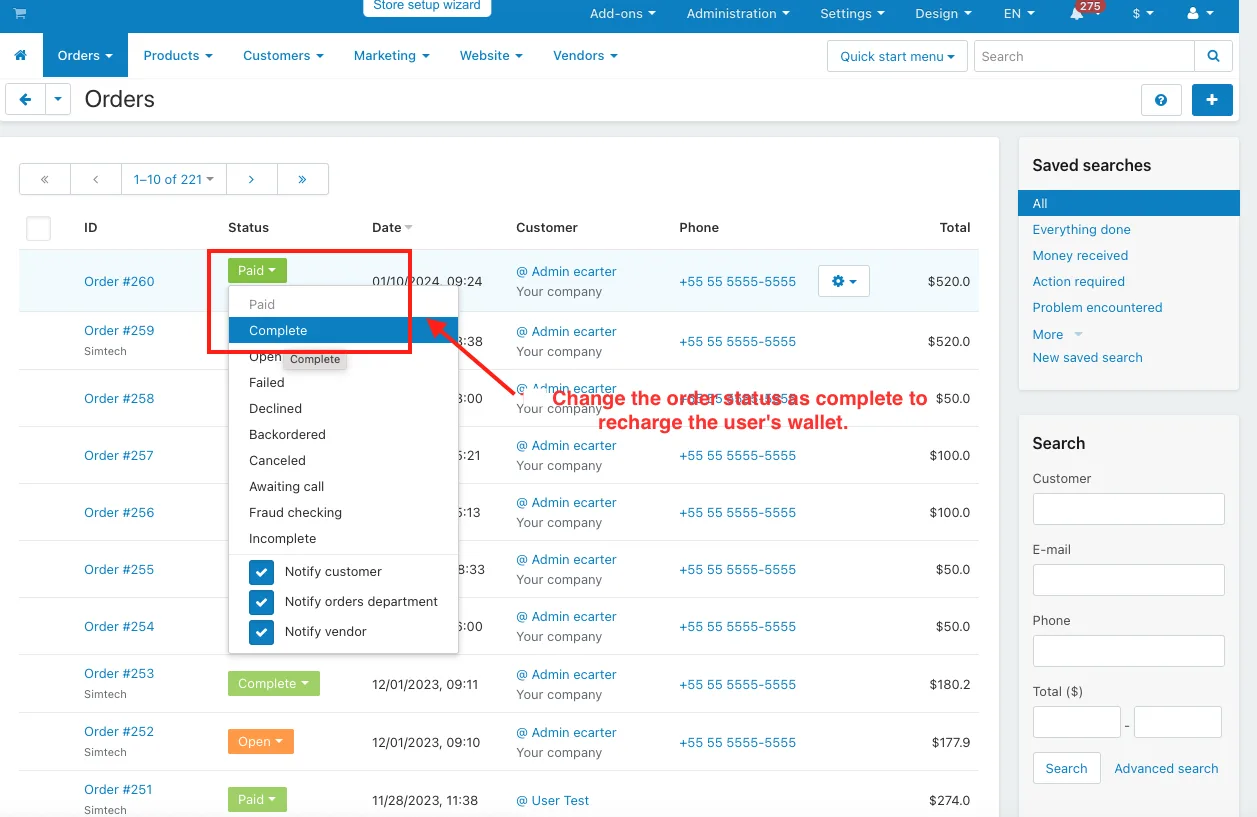 CS-Cart Wallet Add-on: Store Credit & Refunds — illustration 32