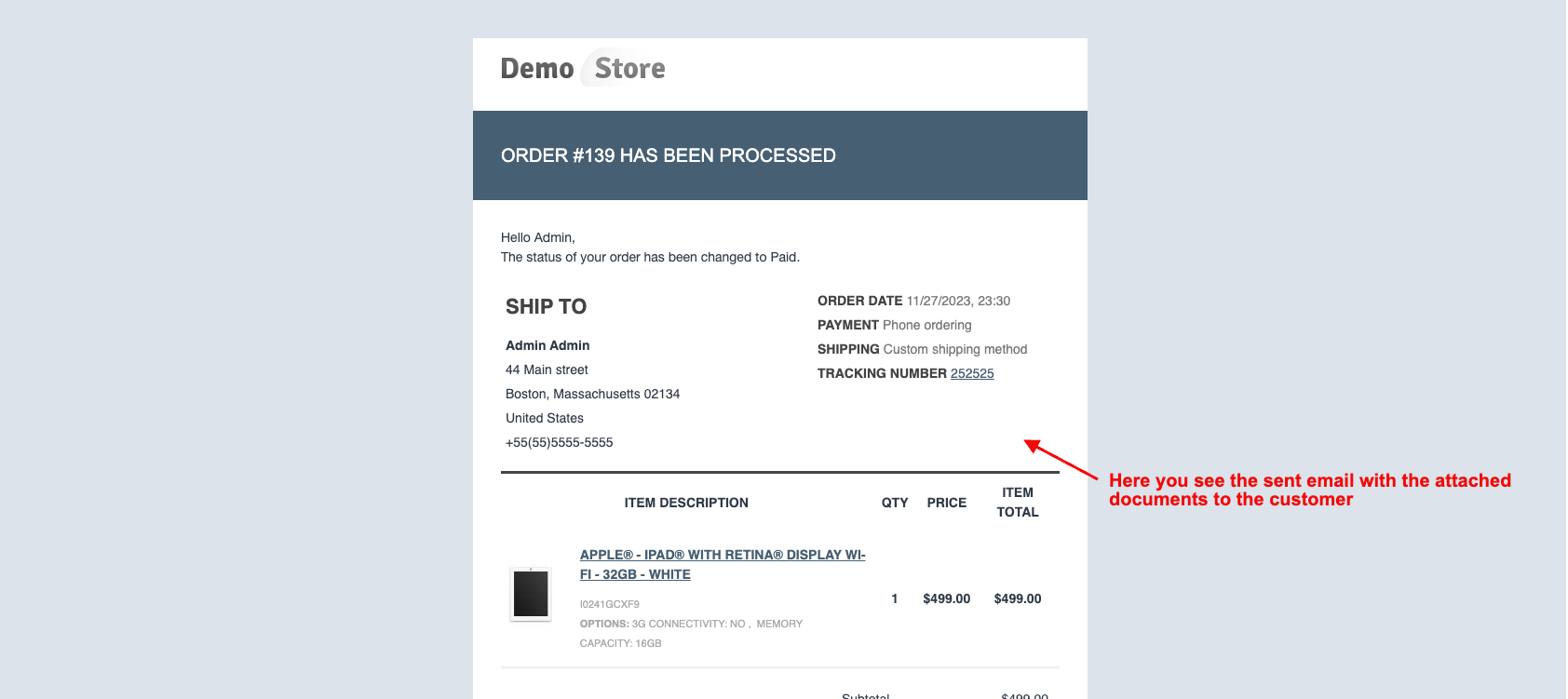sent email with the attached documents