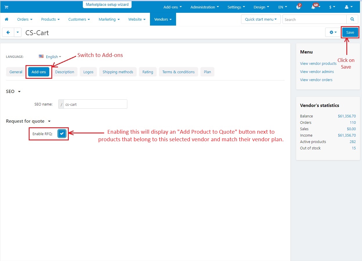 RFQ will display an Add Product to Quote button