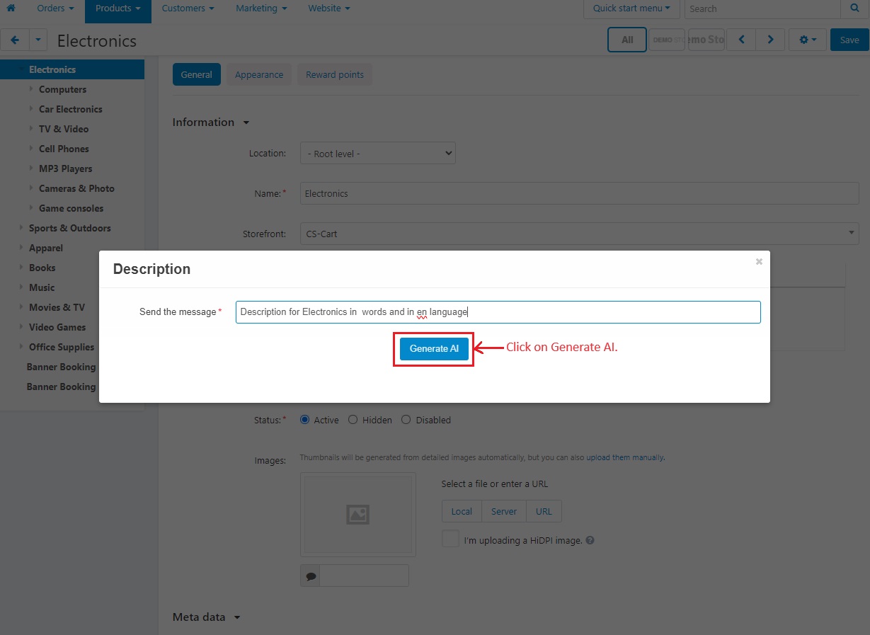 Generate AI button